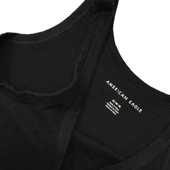 🆕 American Eagle Black Ribbed Tank Top - Picture 2 of 2